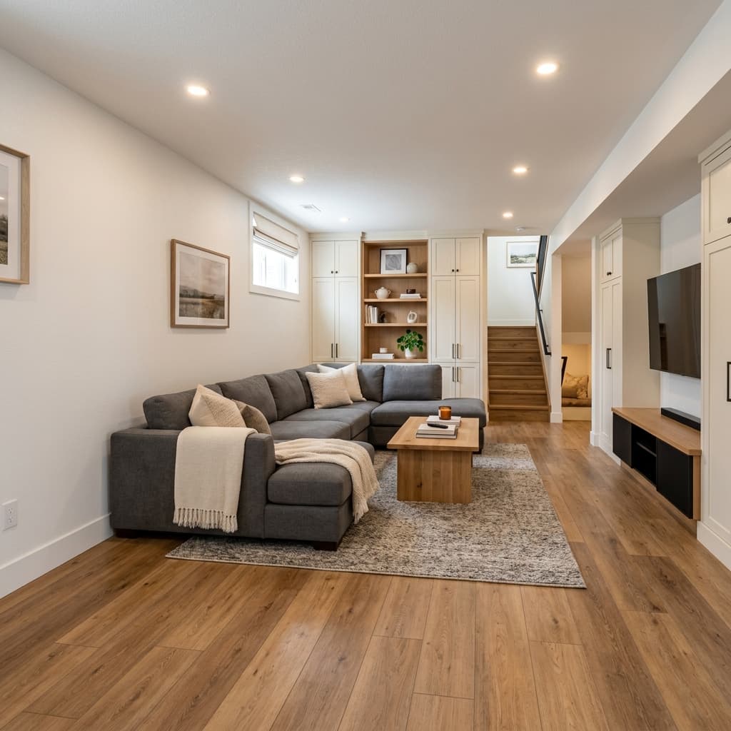Professionally renovated basement living space